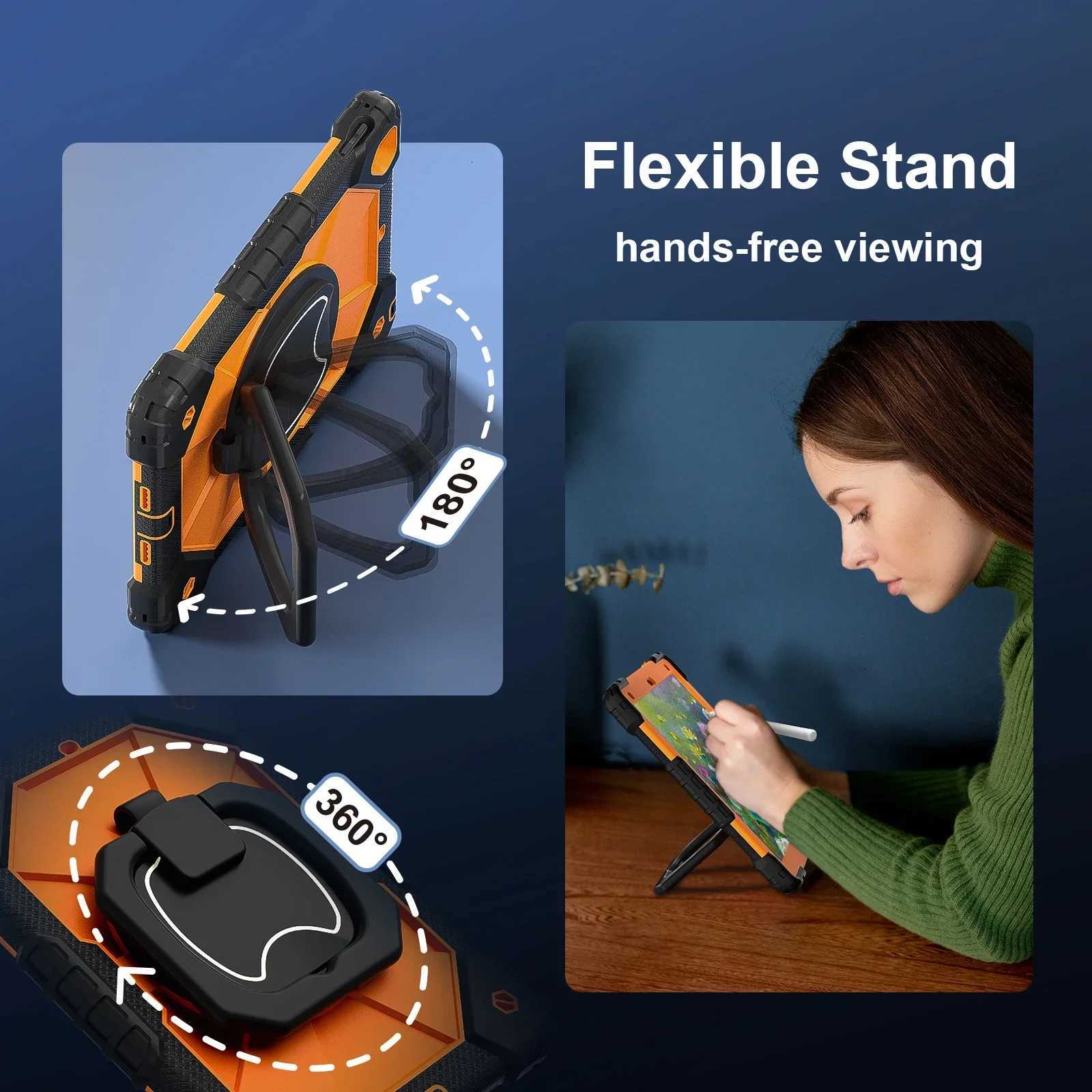 Heavy Duty Shock Resistance Case For iPad Air 6 5 4 109 2022 Pro 11 2024 102 7th 8th 9th 10th Generation Rotating Stand Cover H251210