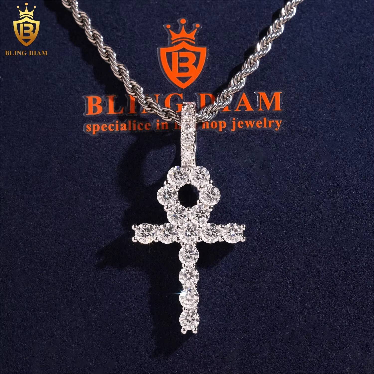 Wholesale Price 925 Sterling Silver Iced Out Custom VVS Moissanite Cross Pendant