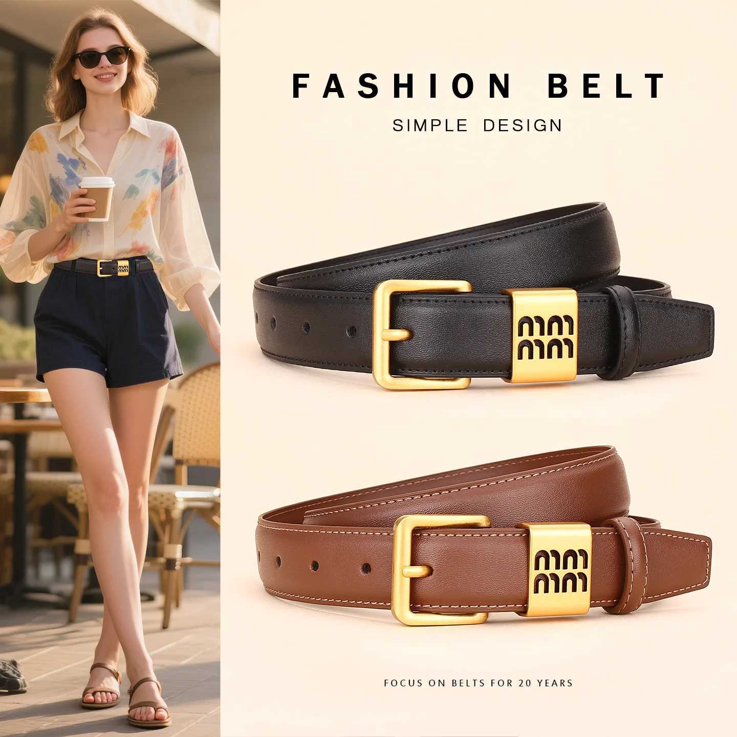 Luxury Genuine leather cowhide belt for women versatile decorative waist belt with a sense of design fashionable denim belt for ladie Y251210