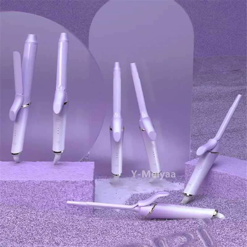 New 9mm 25mm 30mm Purple Professional Ceramic Hair Curler Curling Iron Roller Curls Wand Waver Hair Styling Tool 4T251210