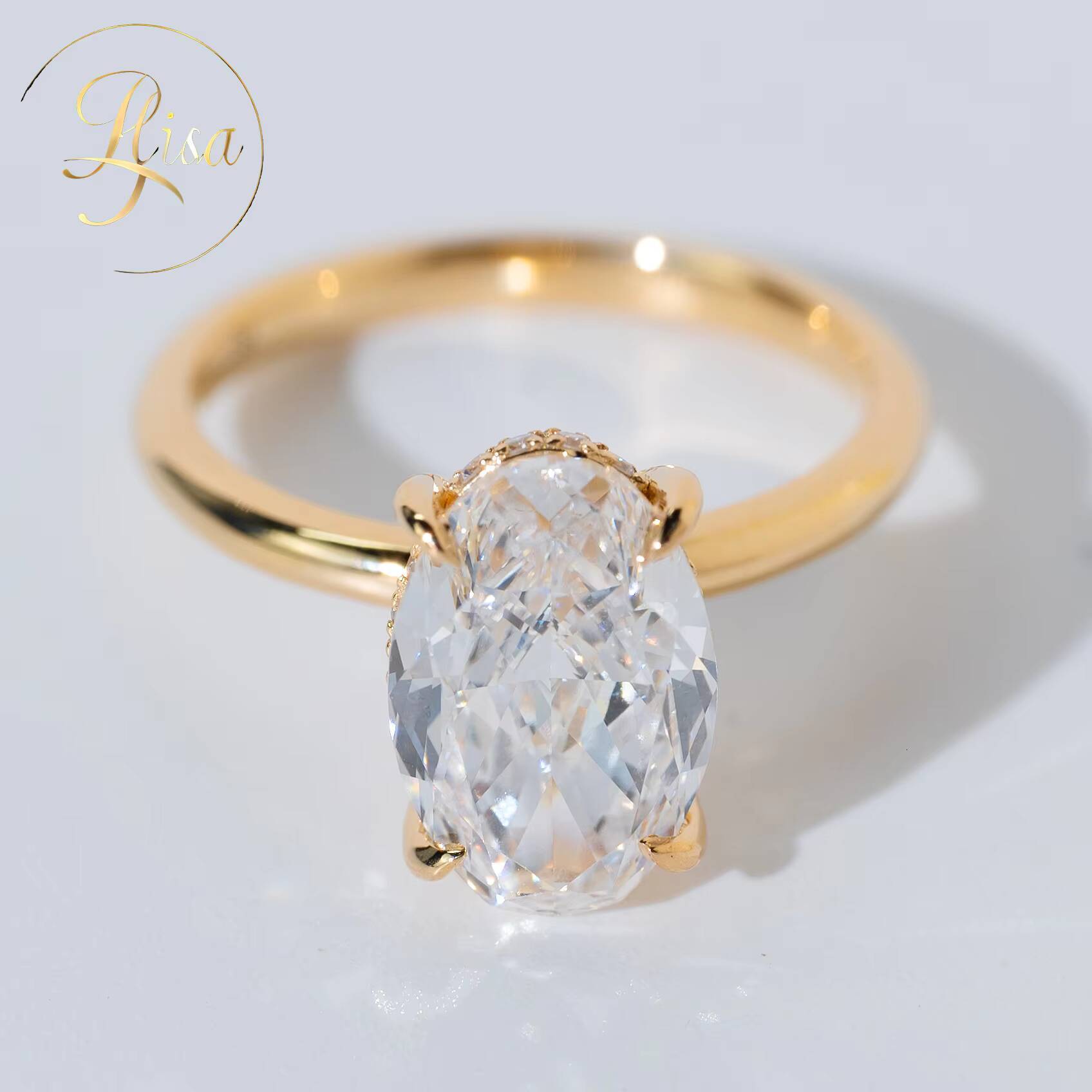 Custom 2CT VVS Lab Grown Diamond Engagement Ring Popular Rose Gold 925 Sterling Silver for Women Womens Jewelry