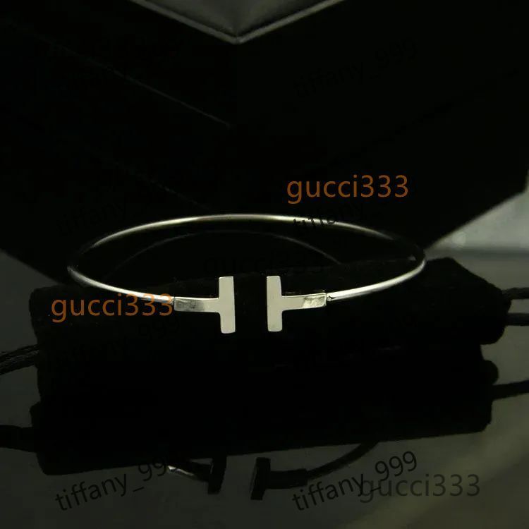 tiffamy and co pulsera mujer new luxury quality fashion women jewelry stainless steel open cuff double t bangle bracelet gold silver rose ity tiffanies tiffanyx CH0J