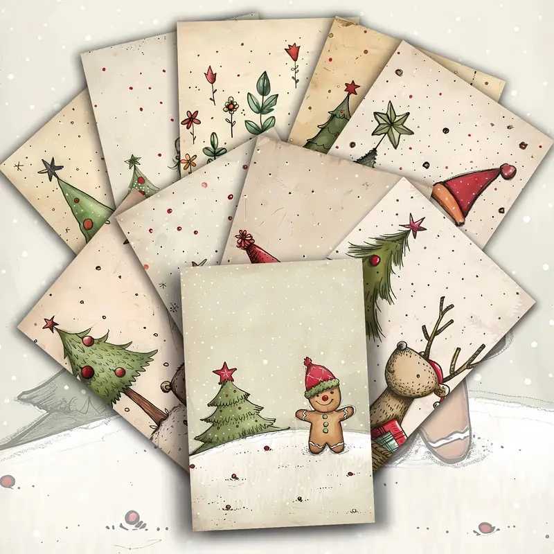 20 Cute Christmas Cards Vintage Christmas Postcards with Winter Scenery Birthday Gifts Thick Cardstockfor Collecting and Gifting H251210