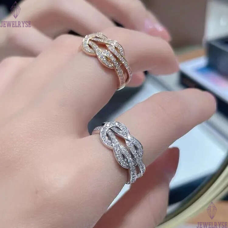 Luxury classic twist designer band fow women men unisex 18k rose gold silver shine crystal zircon full diamond geometry charm rings engagement ring je