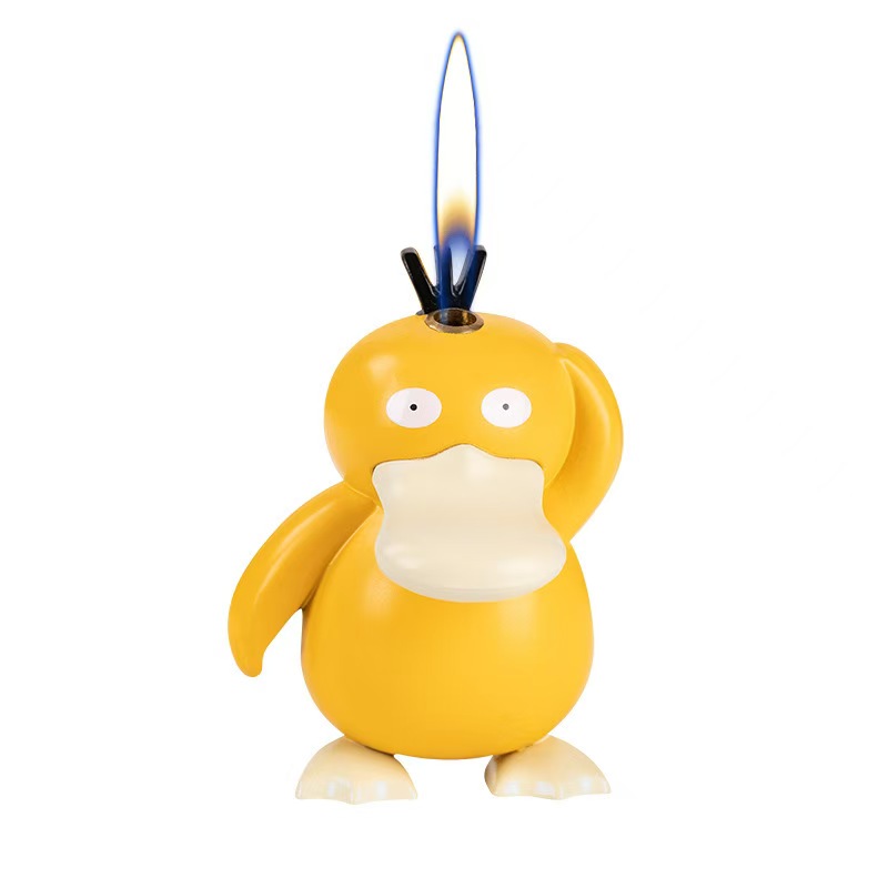 Creative Cute Cartoon Psyduck Figurine Lighter: Refillable, Open-Flame, Exquisite Decoration, Personalized Lighter