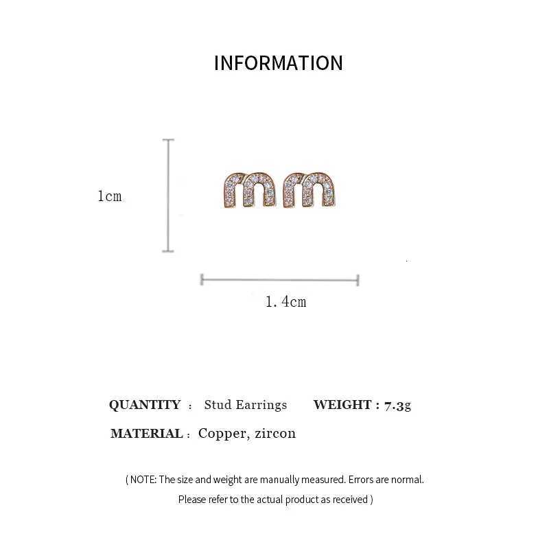 Letter M-she Double-sided Zircon Hoop Earrings for Wen Oil Drip Ear Buckles French Design High-end Luxury Jewelry M Y251210