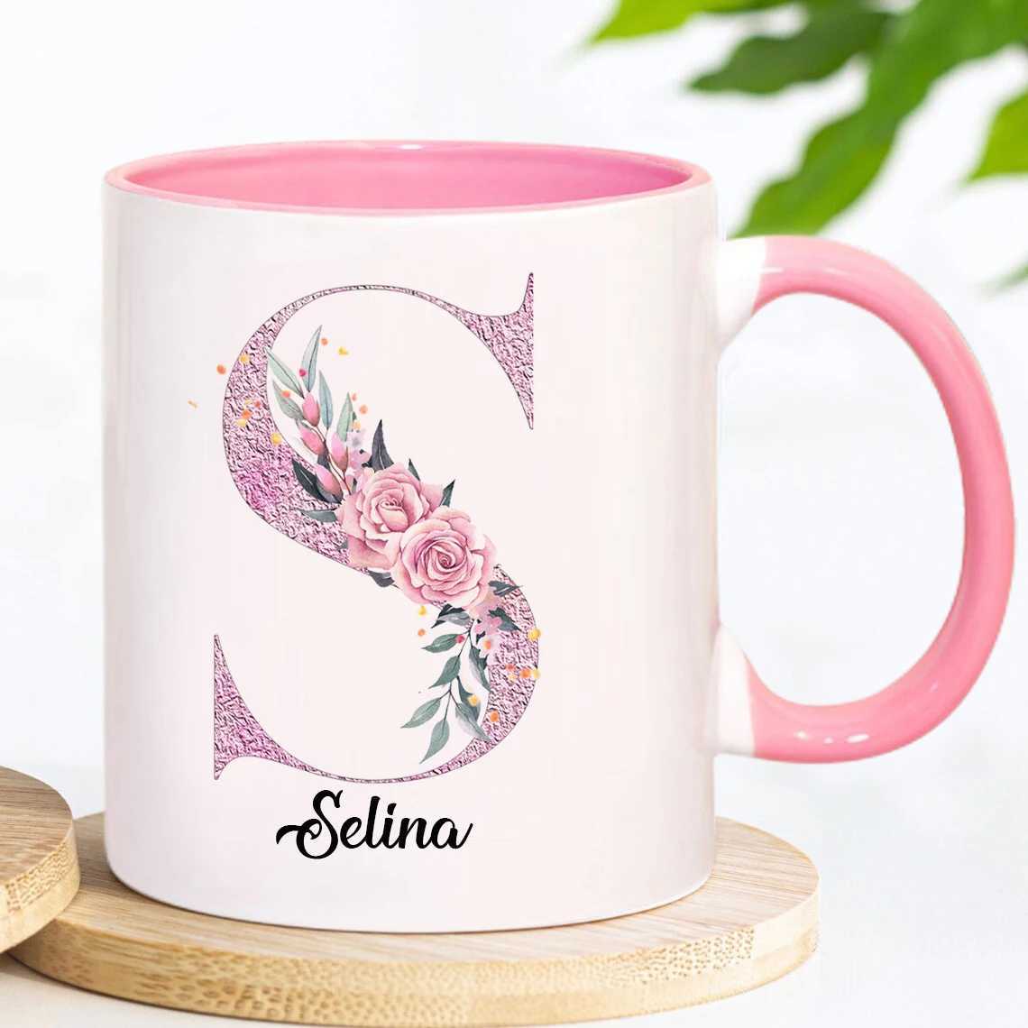 Personzed Floral Coffee Mug with Name Creative Tea Milk Cup Mugs for Water Tea Milk Birthday Mothers Day Gift C251210