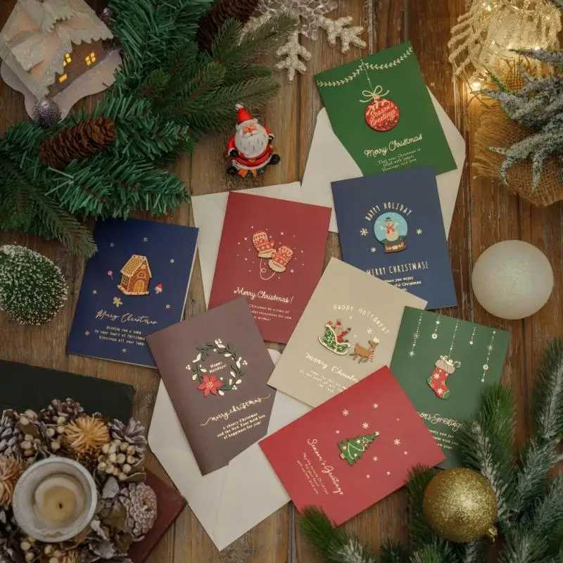 Merry Christmas Cards Set With Envelope New Year es Christmas Gifts Decorative Greeting Xmas Postcards For Xmas 2026 H251210