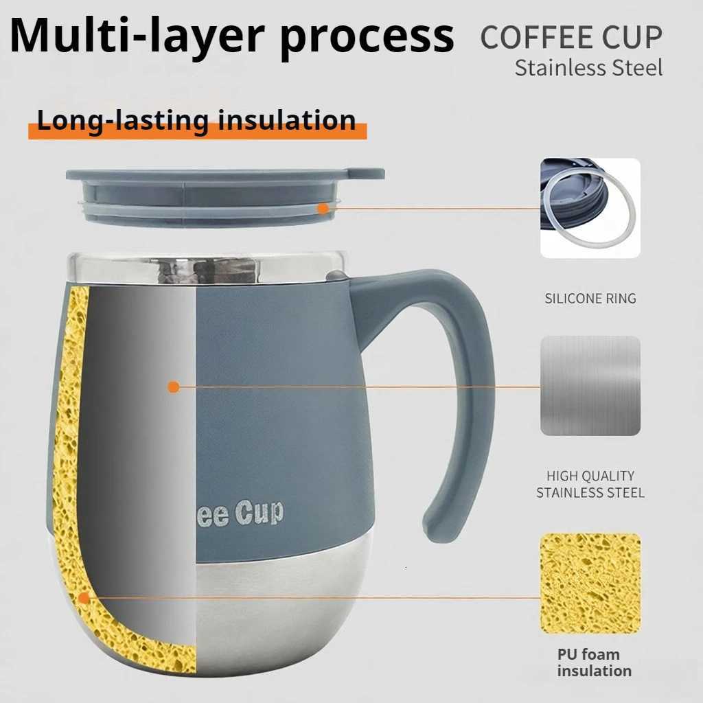 500ml Stainless Steel Vacuum Insulated Coffee Mug with Lid Double Wall Thermal Cup for Hot Cold Drinks Home Camping Gift C251210