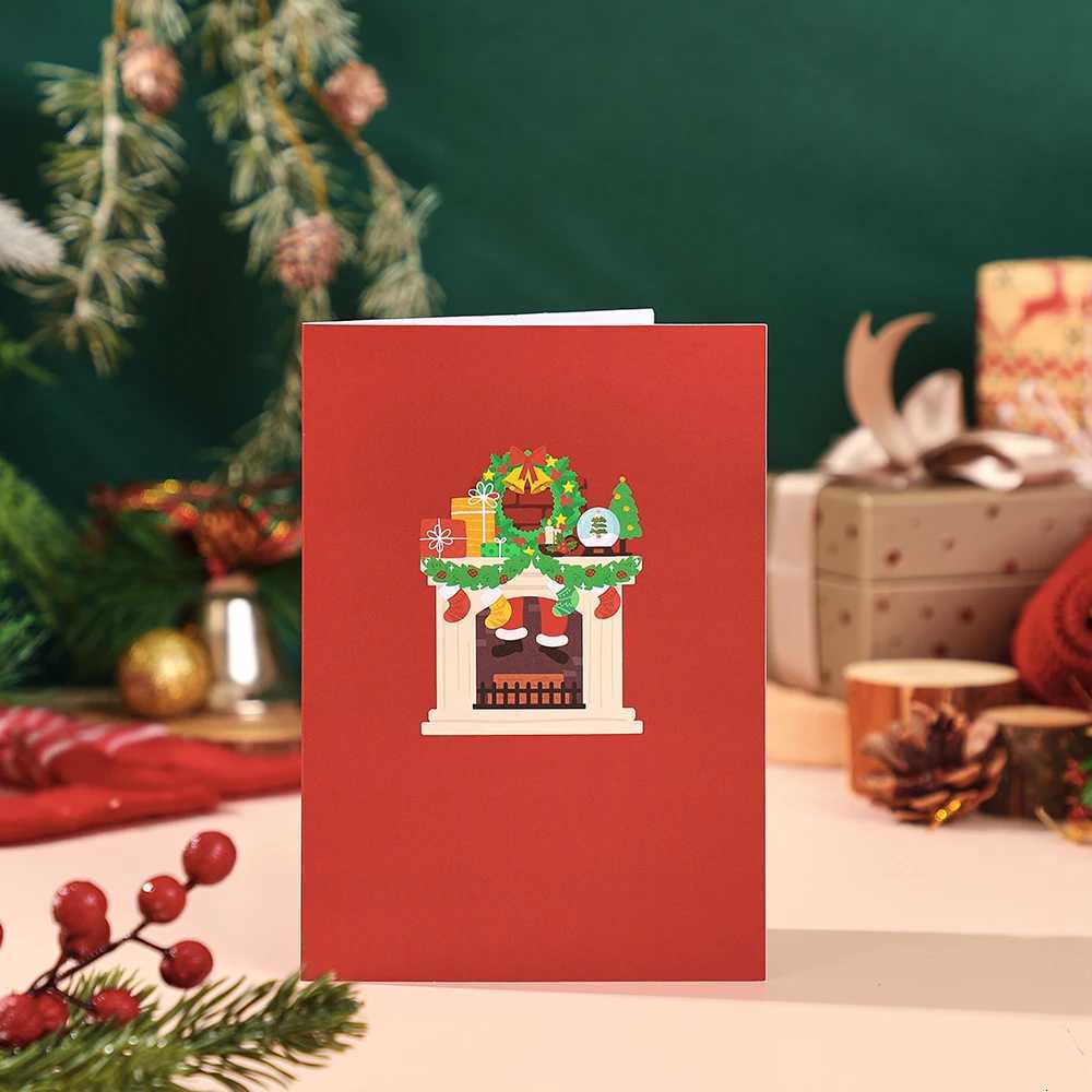 3D -Up Card with Christmas Fireplace Tree H251210