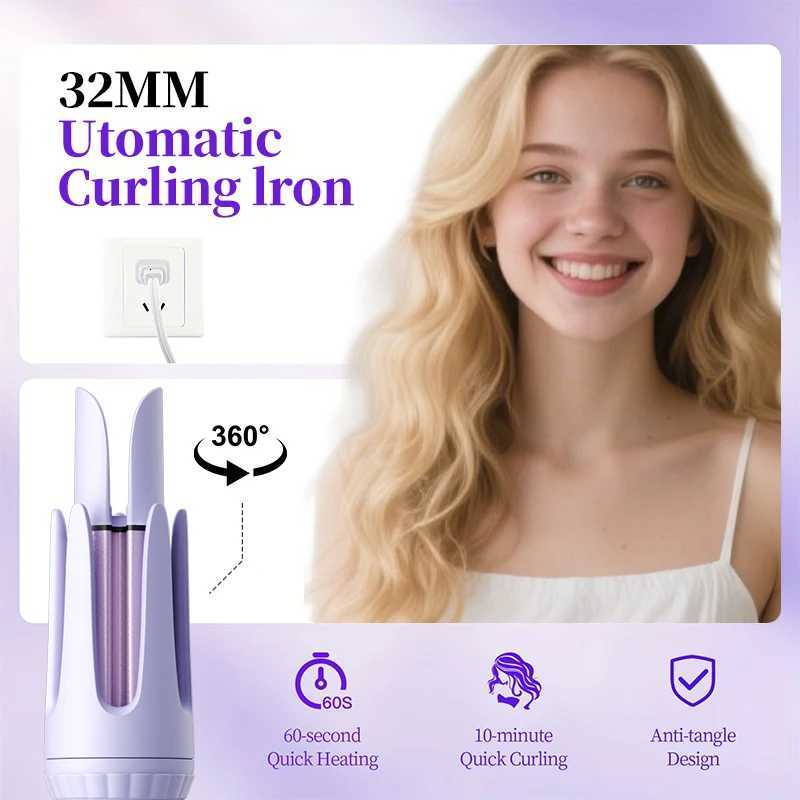 32MM Auto Rotating Ceramic Hair Roller Automatic Electric Hair Brushes Curler Professional Curling Iron Curling Wand Hair WaverT251210