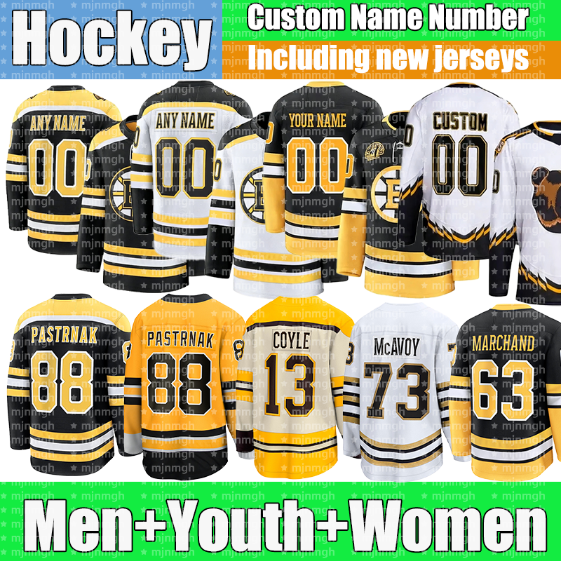 2026 #88 David Pastrnak Jersey #63 Brad Marchand BostonS Bruins Jersey Hampus Lindholm Jeremy Swayman Charlie Coyle Hockey Jerseys men women youth