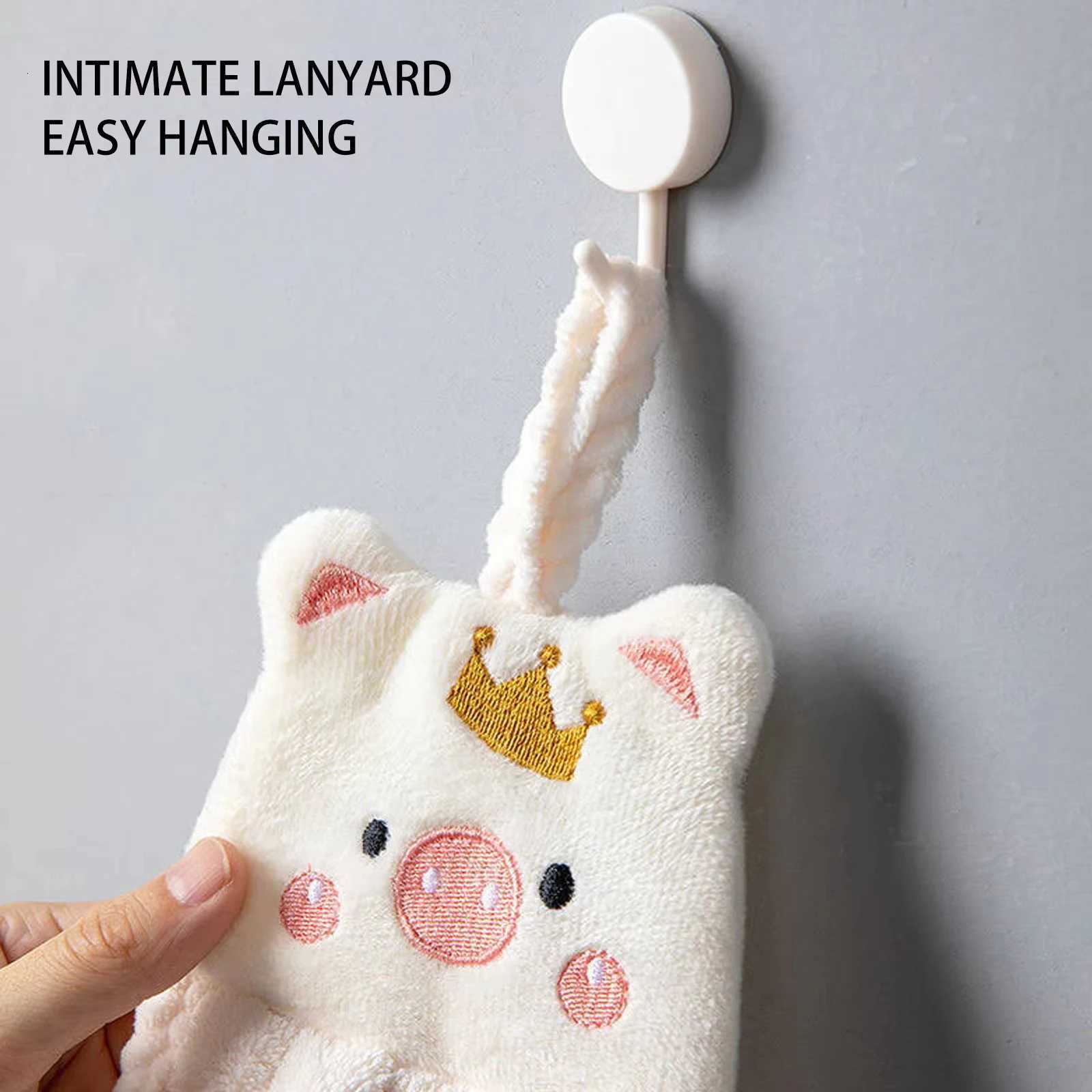 Cute Pig Hand Towel Household Coral Velvet Terry Towels For Bathroom Kitchen Soft Hanging Loops Quick Dry Absorbent Cloths Towel C251210