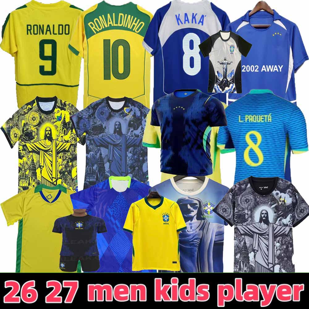 26 27 Brasil jersey 1970 1978 1998 retro PELE soccer jerseys 2002 Carlos Romario Ronaldo Ronaldinho shirts 2004 1994 BraziLS 2006 RIVALDO ADRIANO KAKA 98 02 04 VINI JR