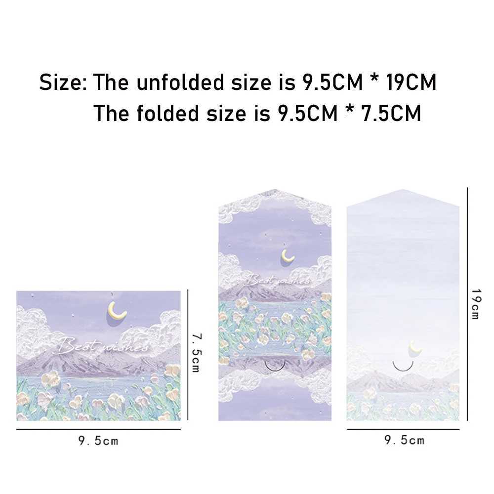 6pcs/set of oil painting style cards Thank you card Folding card Blessing message card Gift card Art painting postcard H251210