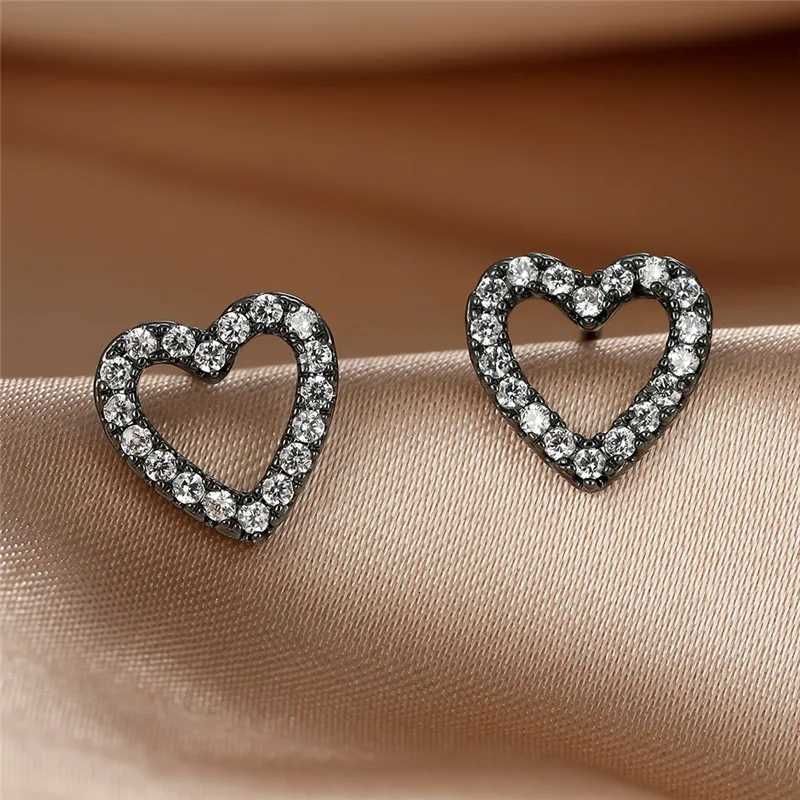 Dainty Fem Crystal Earring Black Rose Gold Sier Color Stud Earrings Simple White Zircon Wedding Jewelry For Wen Y251210