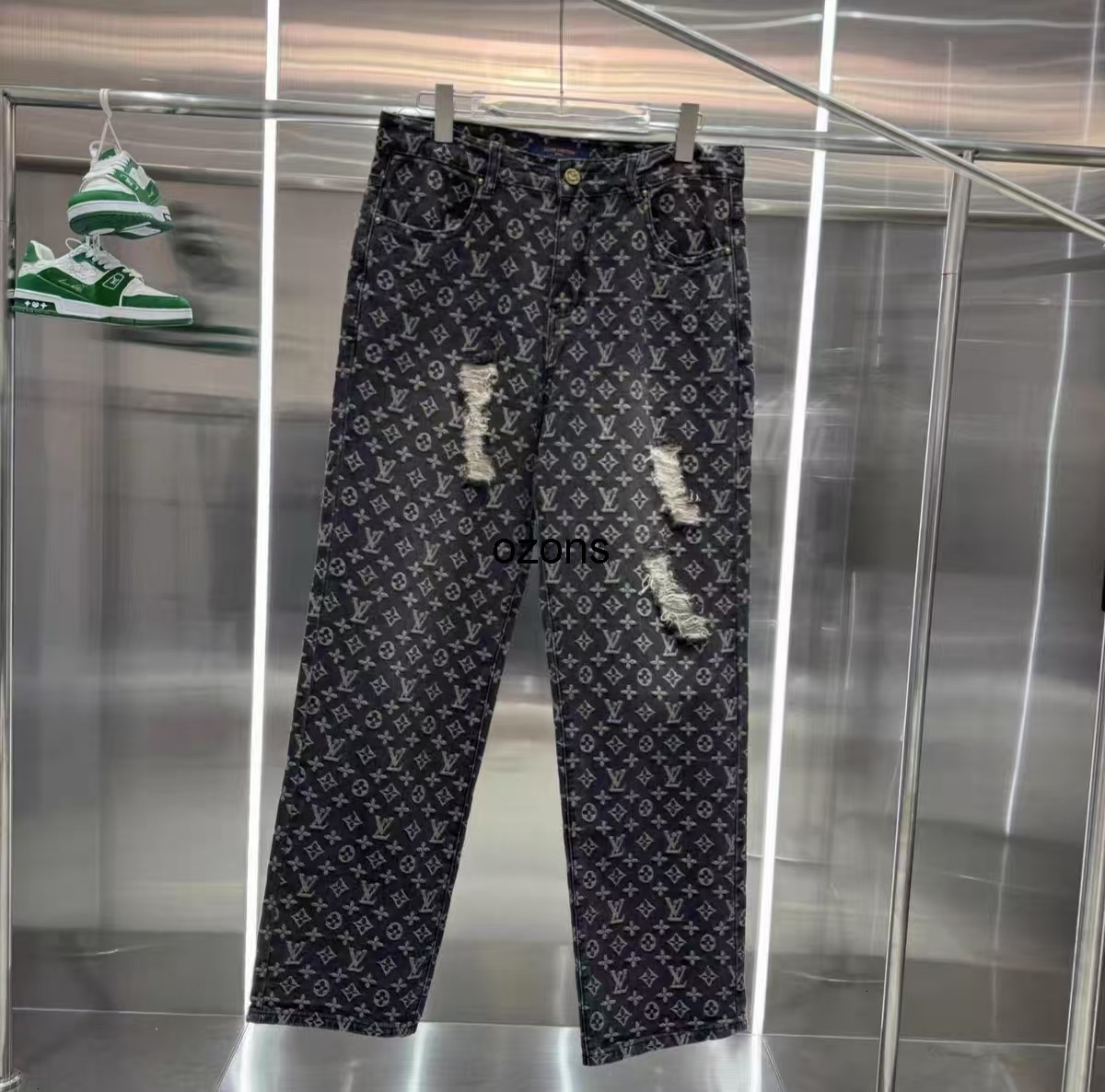 louisly vuittonly Designer Pants Mens Embroidery Full Letter Mosaic Checkered Denim Jeans BaggyJeans Vintage High Q lv luis viton vuittonshirts louisvuitton CBNL