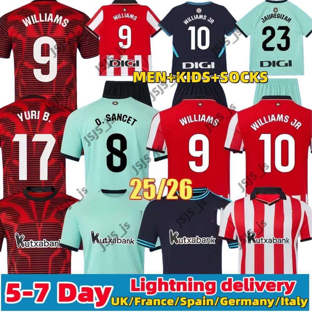 25 26 camiseta de Soccer Jerseys 2025 2026 Athletic Bilbao BERENGUER MUNIAIN WILLIAMS JR GARCIA VILLALIBRE Kids Kit Football shirt