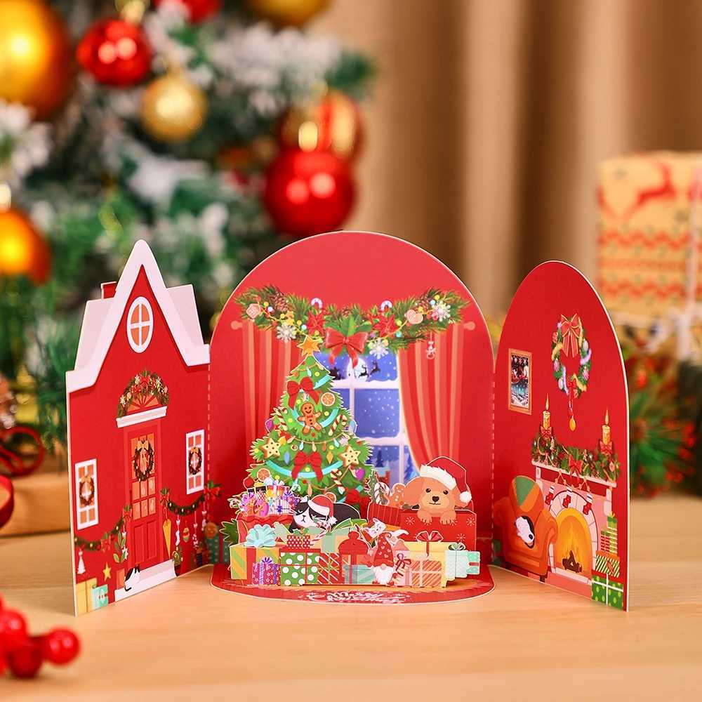 Christmas 3D Up Cards Festive Snowman Tree Theme Holiday Gift for Her/Him He Decoration Christmas H251210