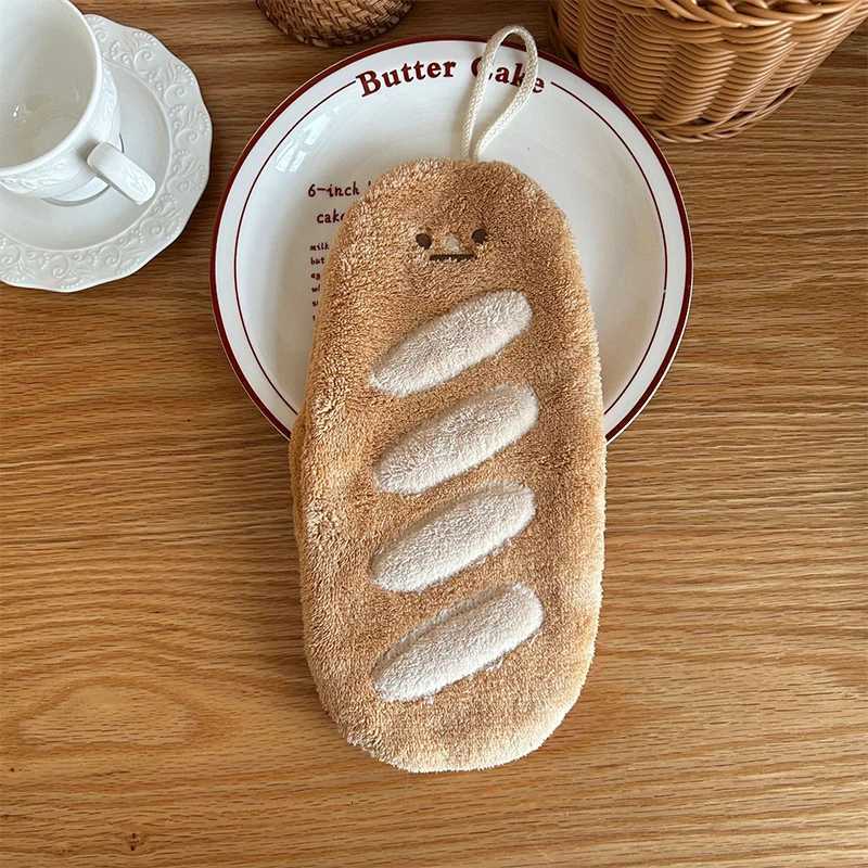 Cartoon Croissant Bread Hanging Hand Towel Coral Velvet Hair Does Not Lose Kitchen Bathroom Absorbent Towels Home Supplies C251210