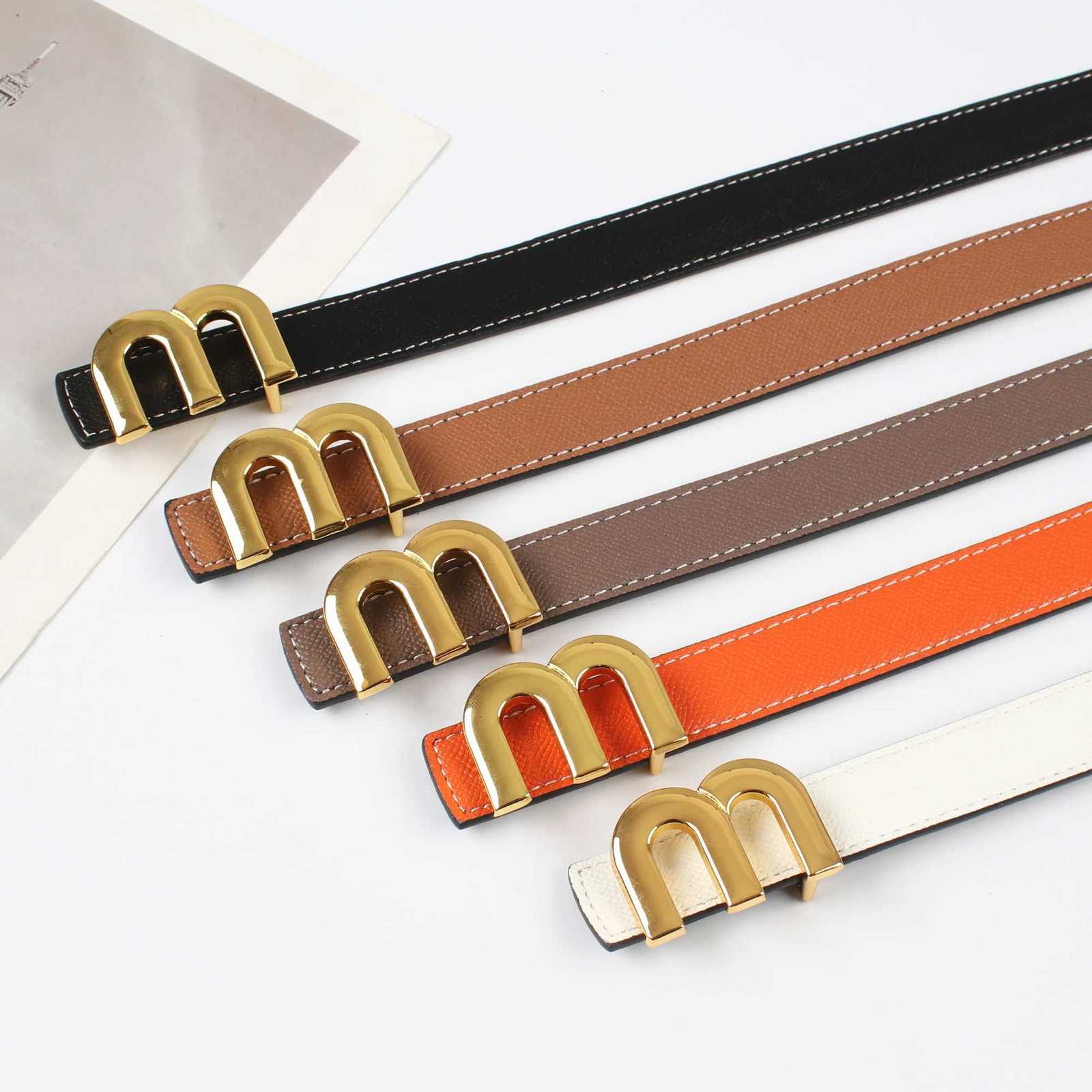 Luxury The new double-sided use of smooth buckle high-quality 23cm leather belt fashion trend versatile decorative cowhide thin trouse Y251210