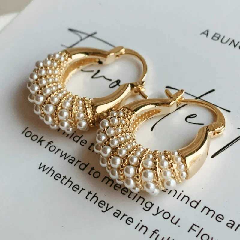 French new design fashion jewelry 14K gold plated U-shed small pearl earrings elegant wens daily work accories Y251210