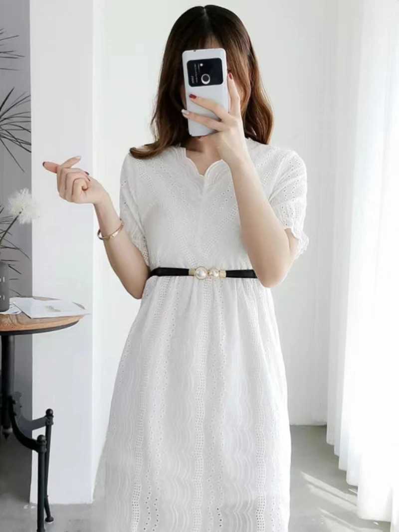 Luxury Elegant Double Pearls Buckle Elastic Women Belts Thin Straps Lady Girl Dress Skirt Decor Waistbands Trouser Decoration GM113 Y251210