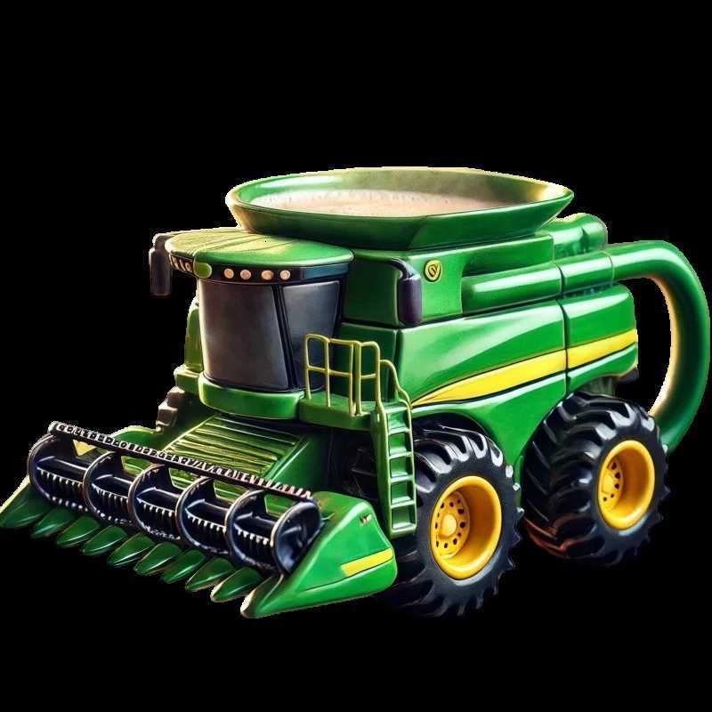 Vintage Green Tractor Farm Equipment Themed Mugs Retro Agriculture Design Coffee Mug for Farmers And Agriculture Lovers C251210