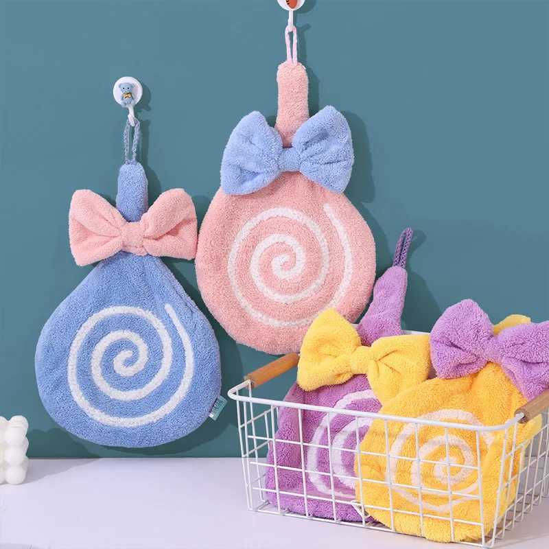 Lollipop-Shaped Hanging Hand Towel - Thickened Absorbent Kitchen Cloth for Hand Face Wiping C251210