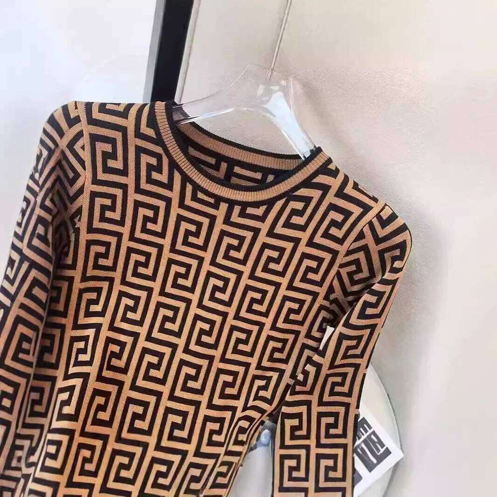 Autumn Winter New Long Sleeve Letter Knitted Dress Women's Fashion Simple Slimming Mini Skirt Style Polyester Fiber Round Neck