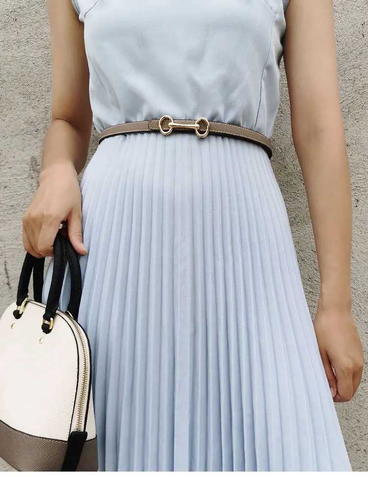 Luxury Double Sided Use Thin Pu Leather Belt for Women Dress Pants Waist Closing Decorative Belt Designer New Fashion Strap Y251210