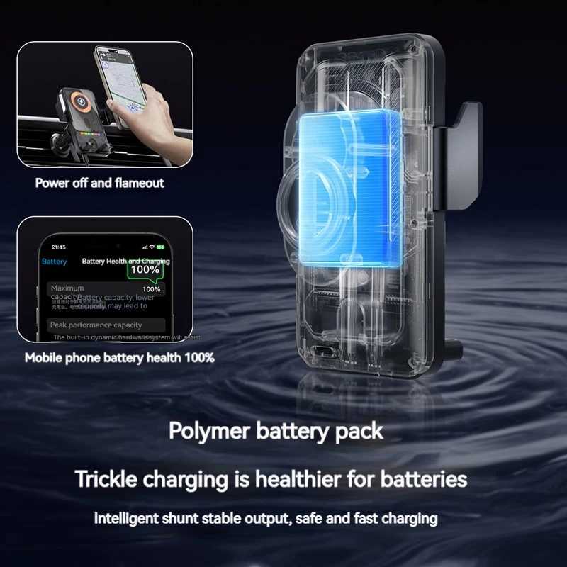 2025 New F18 Car Wireless Charger Holder Auto-Sensing Electric Telescopic 90 Rotation Ambient Light Universal for /Phones C251210