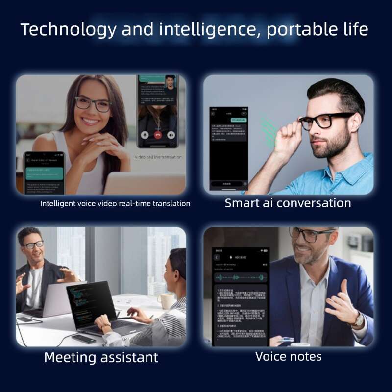 Famous Brand Black Technology AI designer Sunglasses Wireless Headset Real Time Translation Subtitles Smart Extraordinary Bluetooth Audio Glasses