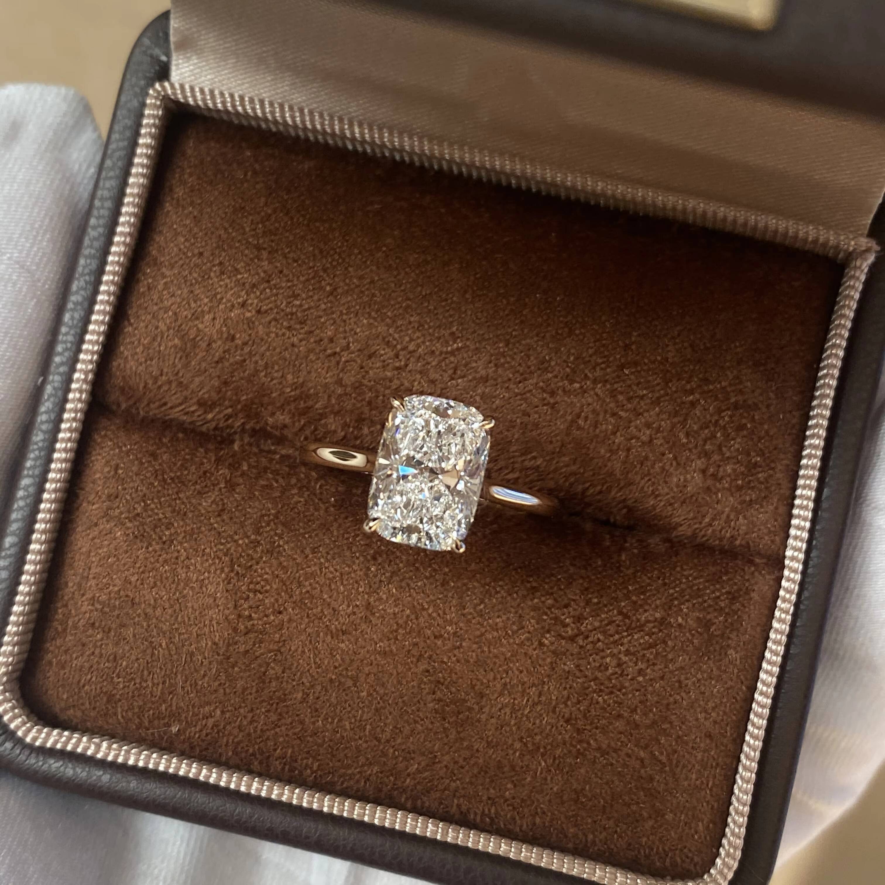 Fashion Jewelry Ring Manufacture Custom D E F Vvs1 VS Cushion Cut 18k 14k Gold Lab Grown Diamond Ring Synthetic Diamond Ring