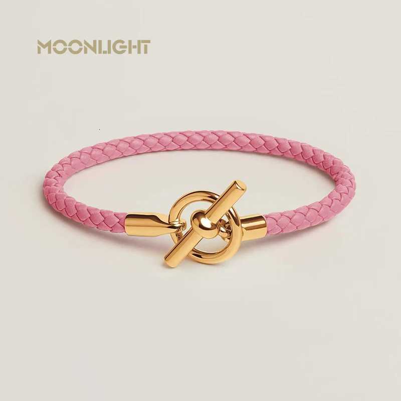 Luxury MOONLIGHT Womens Trendy Gold Color OT Lock Braided Leather Bracelet Classic Designer Men Women Bracelet Fashion Accessories Y251210