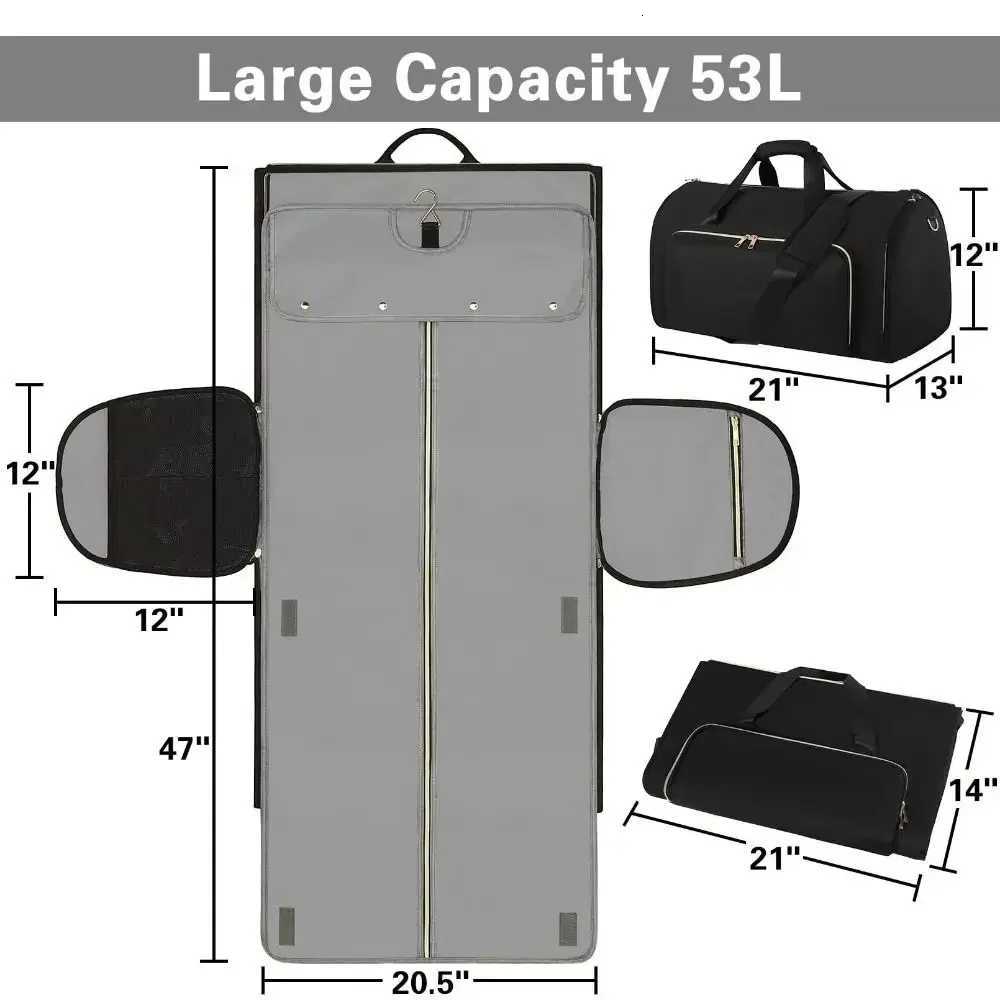 Mtifunctial Travel Bag Large Capacity Portable Duffel Bag Wear-resistant Hanging Suit Bag Y251209