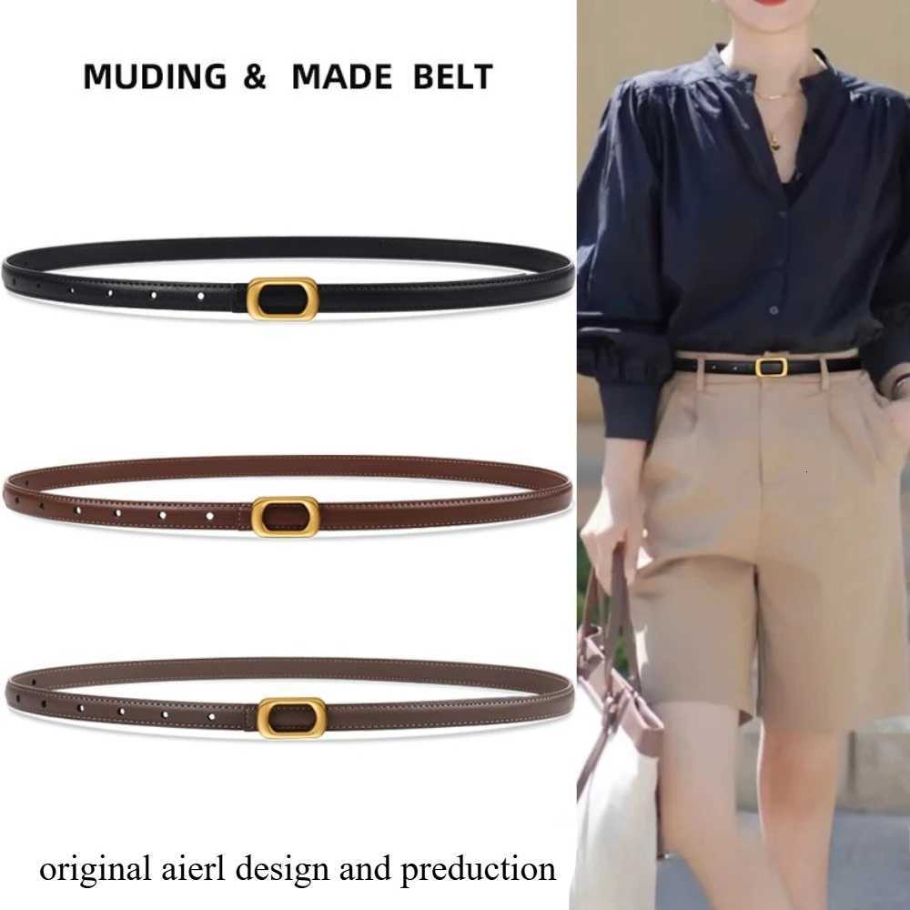 Luxury Womens Genuine Leather Belt for Jeans Fashion Versatile Black Decoration Stylish Waist Belt Y251210