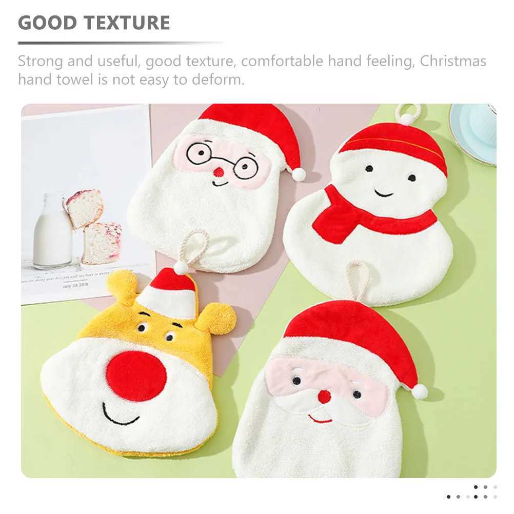 2Pcs Christmas Hand Towels Coral Fleece Absorbent Soft Decorative Hand Towels for Kitchen Bathroom Xmas Santa Snowman Pattern C251210