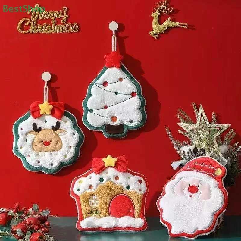 Coral Fleece Christmas Themed Series Hand Towel Hangable Super Absorbent And Quick-Drying C251210