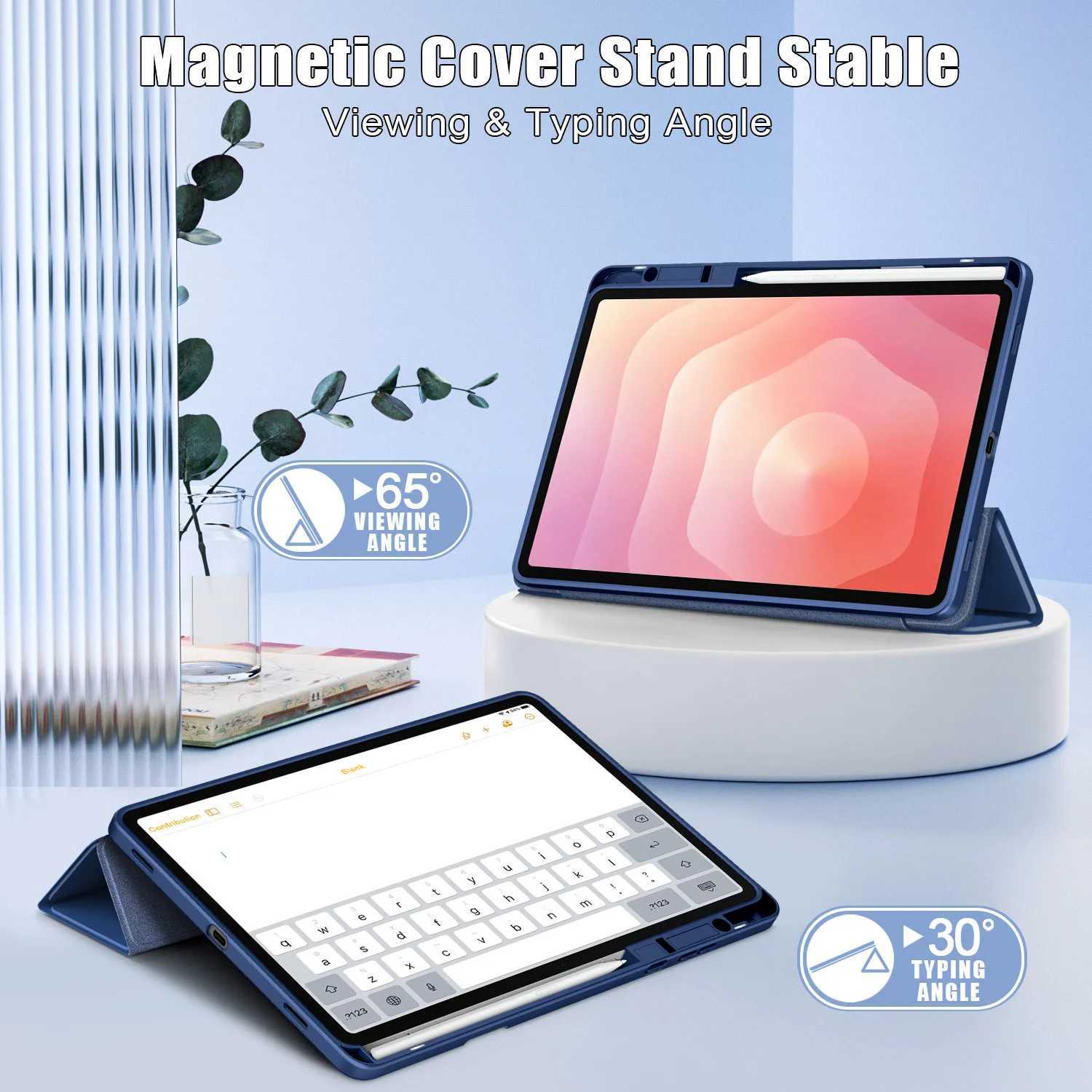 For Galaxy Tab S11 Case 2025 11inch SM-X730/SM-X736 TPU Tri-Fold Magnetic Stand Smart Tablets Cover with Pencil Holder H251210