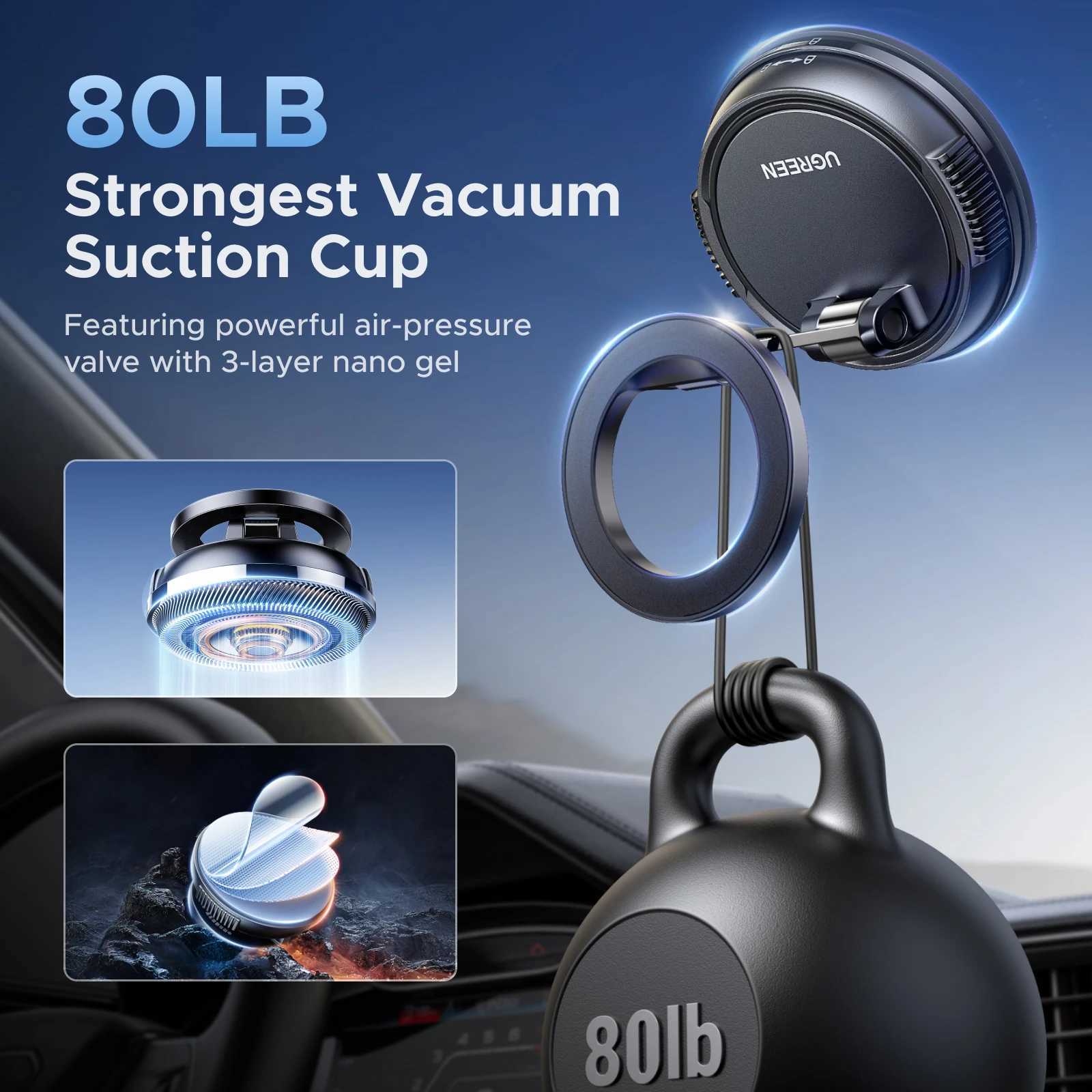 UGREEN Magnetic Car Phone Holder 360Rotatable Dashboard Suction Cup Car Mount For iPhone 16 15 14 Prax Samsun C251210