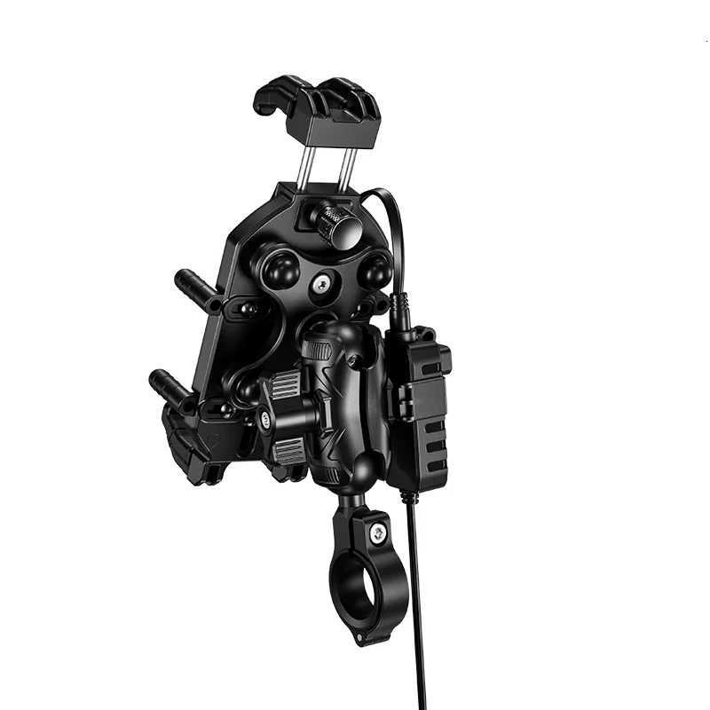 Anti-Theft Motorcycle Phone Mount with 15W Wireless Charger And 30W USB-C Charger for iPhone And Android Phones Handlebar Holder C251210