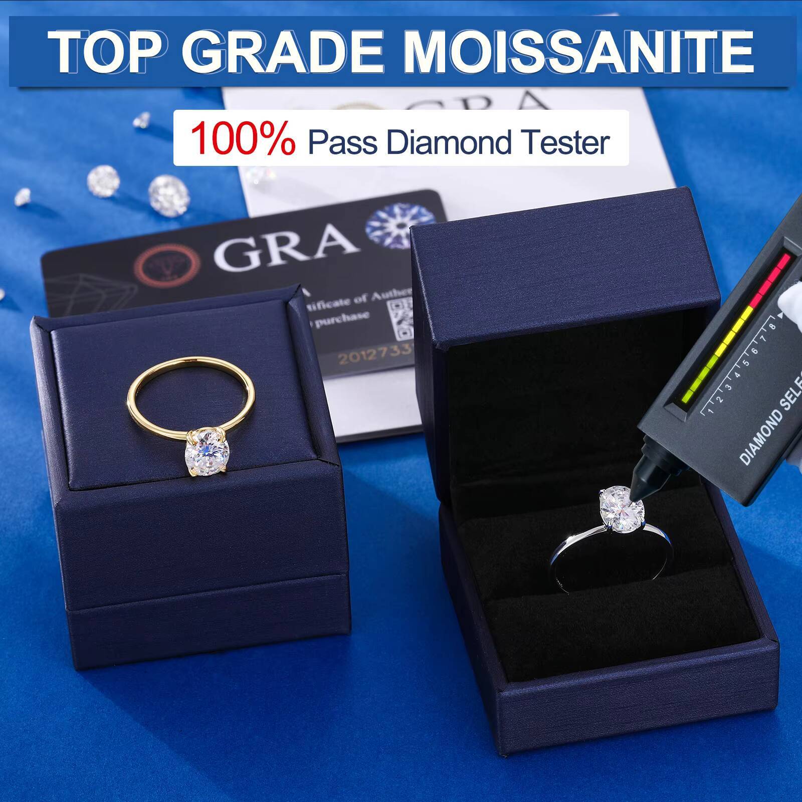 Oval Moissanite Engagement Rings 18K Gold Plated 925 Sterling Silver Lab Created Solitaire Diamond Promise Ring for Her Women