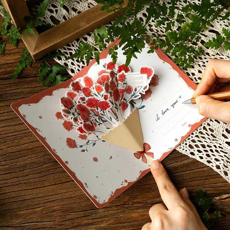 3D -up Style Creative Minimalist Greeting Card Flower Blessing Card Happy Birthday Party Invitation Letter Gift H251210