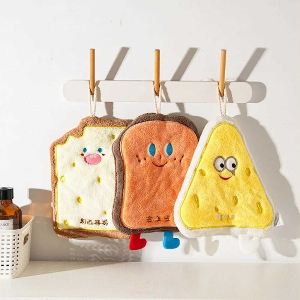 Cartoon quick-drying hand towel made of soft absorbent coral fleece with a hanging ring suitable for cute kitchens and bathro C251210
