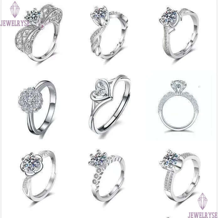 S925 silver moissanite for women men classic six claws diamond cz zircon round big stone love rings designer engagement ring jewelry wholesale size aj