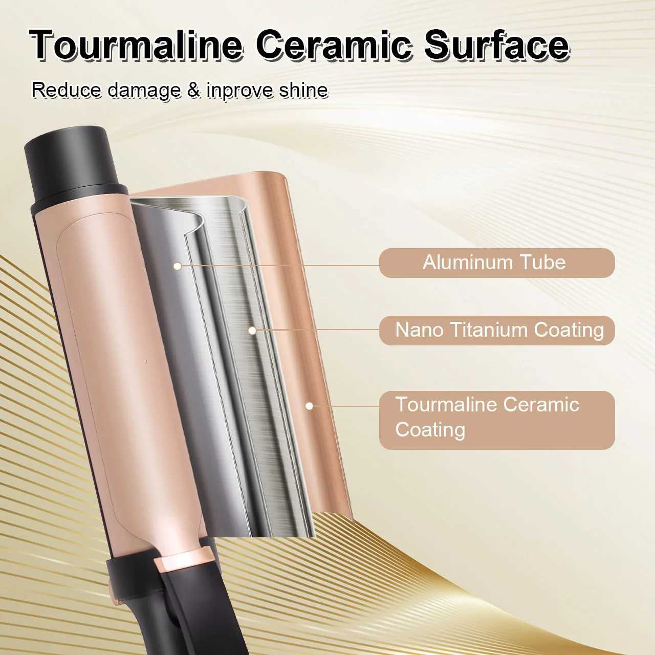 Hatteker 36mm Large Wave Curling Wand for French Lazy Curls Bangs Inward Curling Iron for Home Use Professional Styling HT-101T251210
