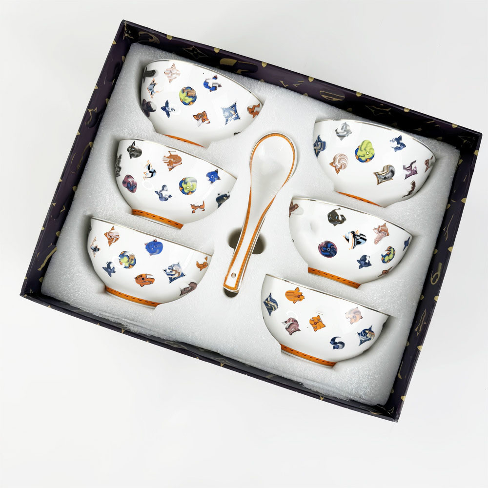Porcelain tableware 10-piece set European style plate/cup/spoon combination tableware holiday gift bone China plate mug gift