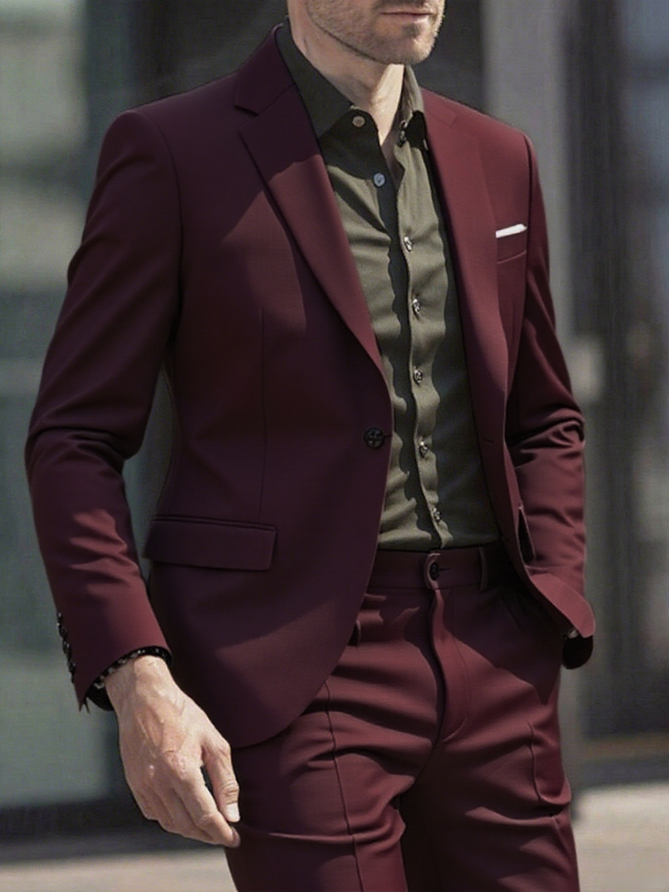 Men's Suits en's Beige Peak Lapel Suit 2-Piece Set - Slim Fit Blazer & Trousers Formal Business Wedding Outfit