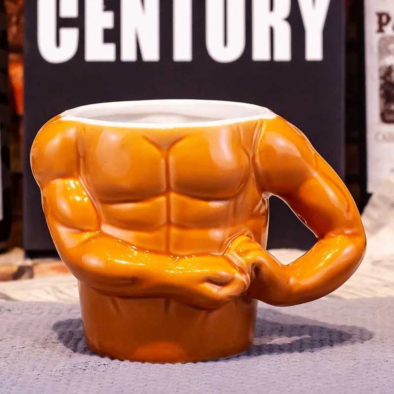 Creative Muscle Man Mug Home Breakfast Milk Coffee Mug Water Cups Boys Gym Trainer Funny Gift Mugs Holiday Gift C251210